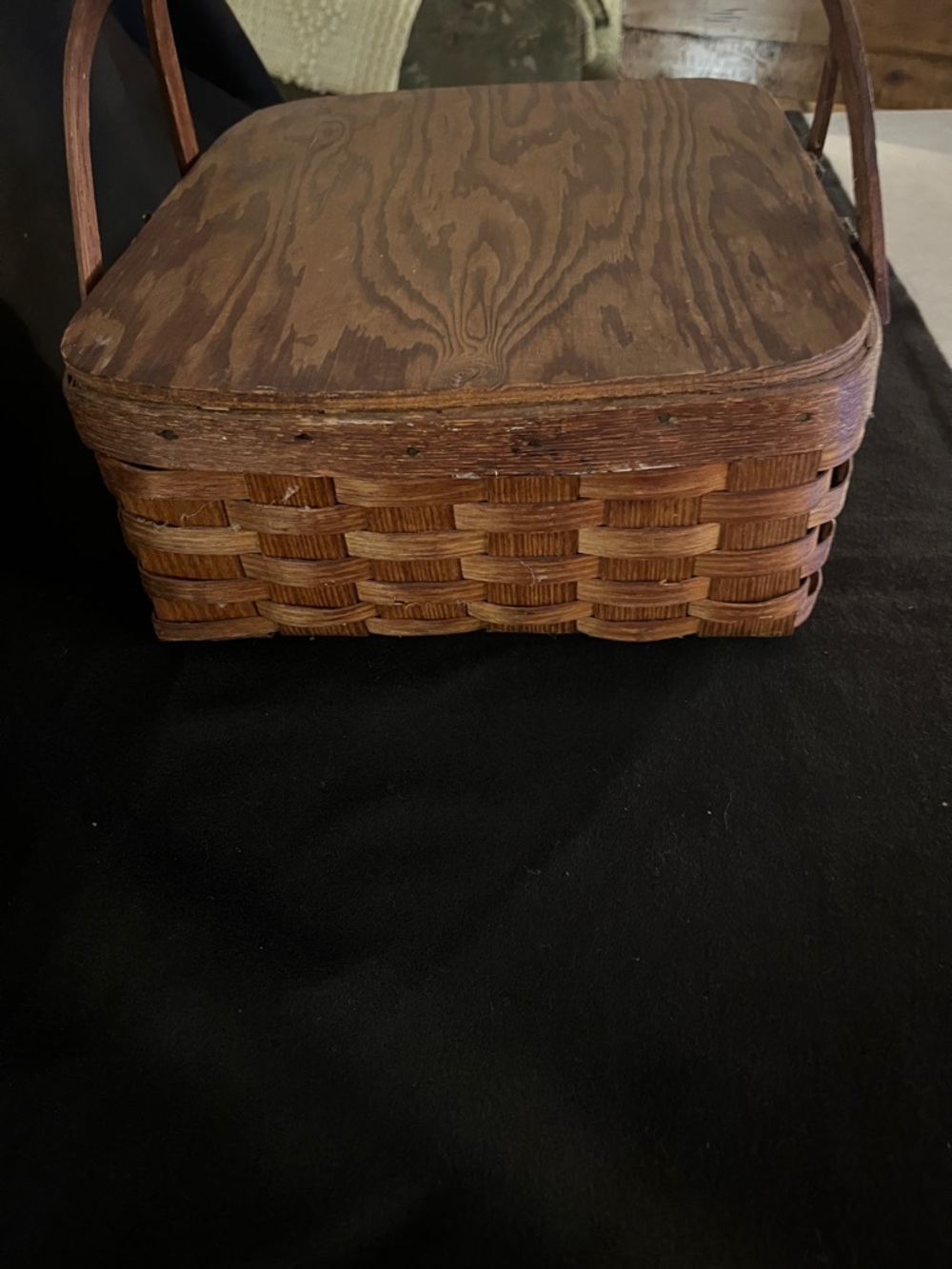 Antique Splitwood Pie Basket / Picnic Basket - Picture 6 of 11